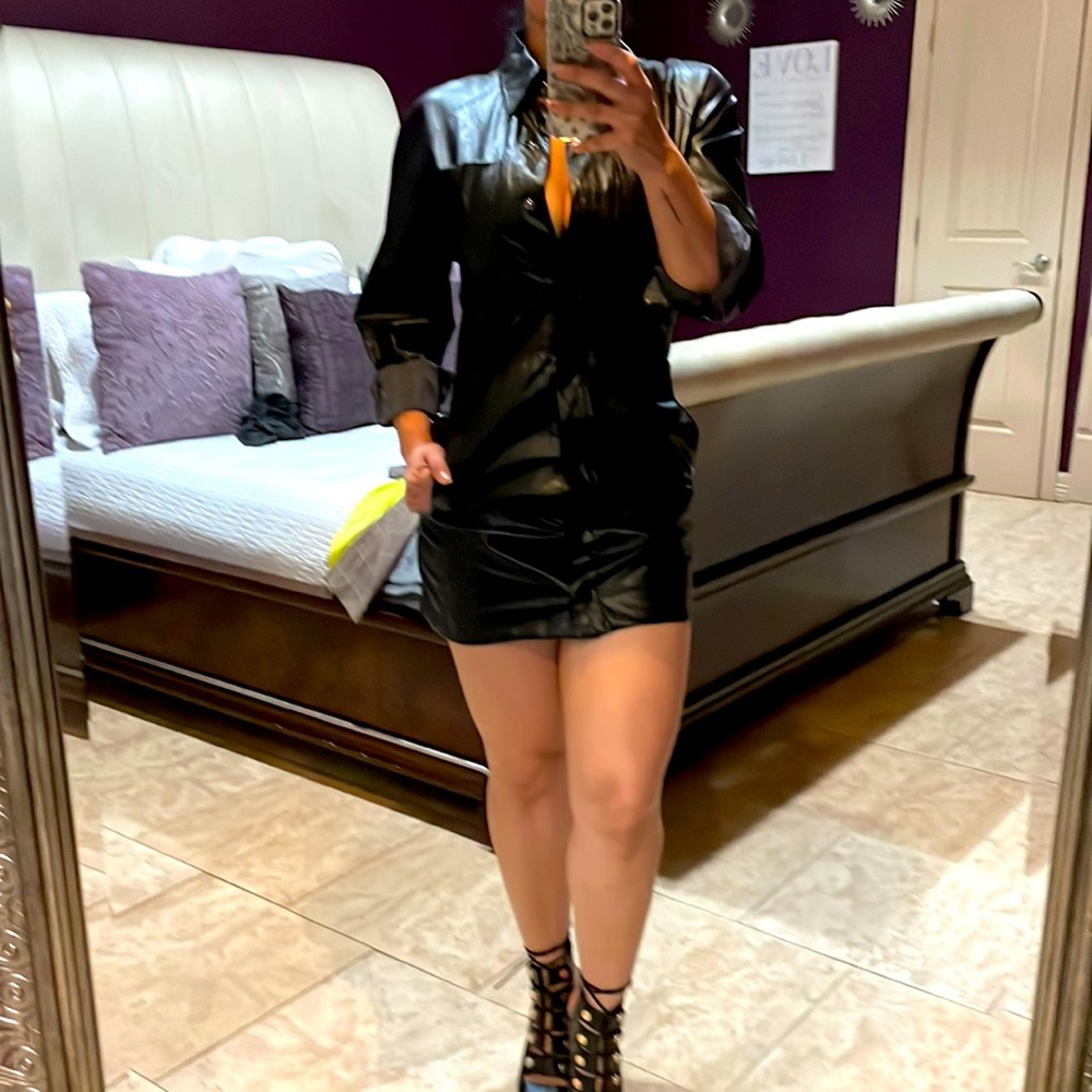 Black faux leather  Zara dress